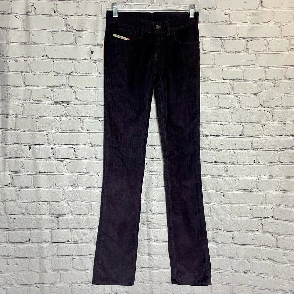 NWT New Diesel Straight Leg Corduroy Purple Pants Size 24